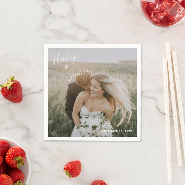 Guardanapo De Papel Casamento Moderno com Foto Simples e Elegante (Insitu)