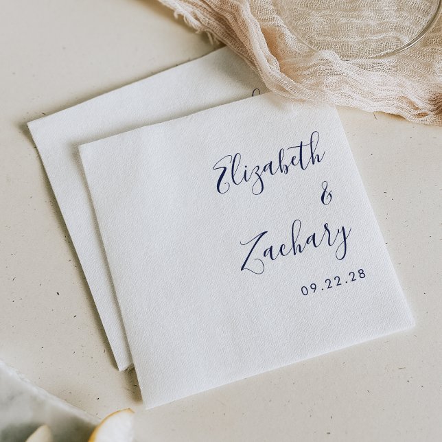 Guardanapo De Papel Casamento Moderno com Letra Azul-Marinho (Criador carregado)
