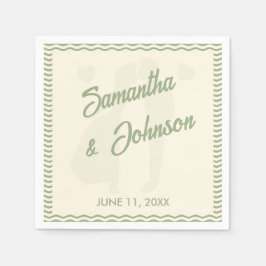 Guardanapo De Papel Casamento Moderno com Listras Onduladas em Verde S