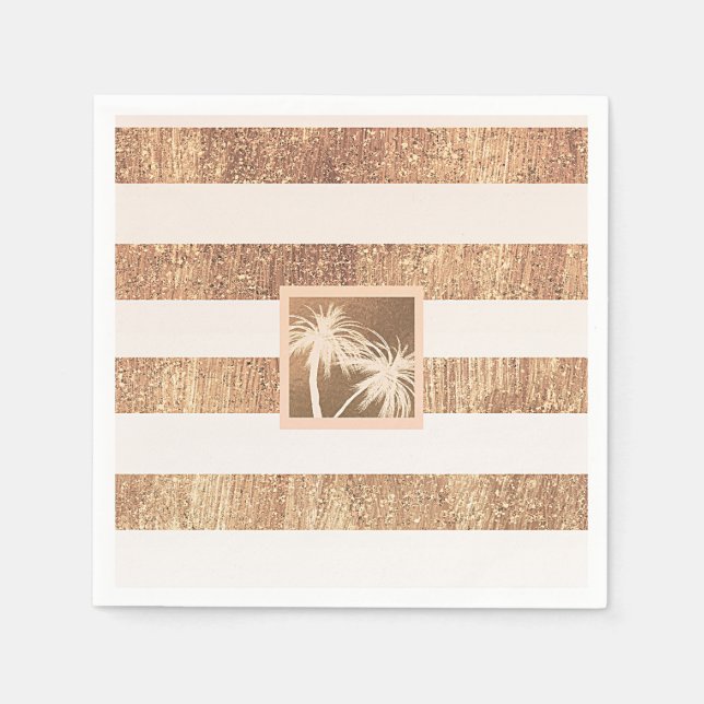 Guardanapo De Papel Casamento Moderno com Palmeiras Tropicais Cobre &  (Frente)