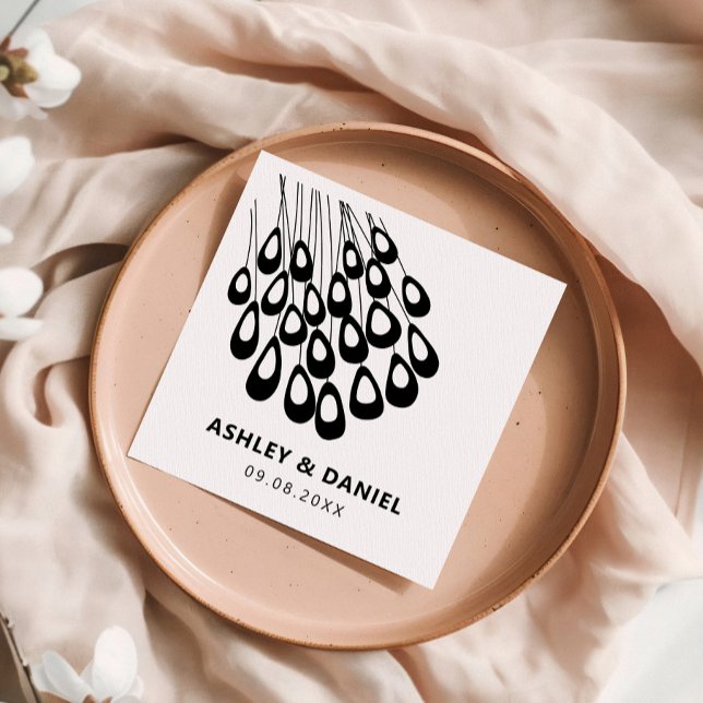 Guardanapo De Papel Casamento Moderno da Pena de Peacock Estilizada (Criador carregado)