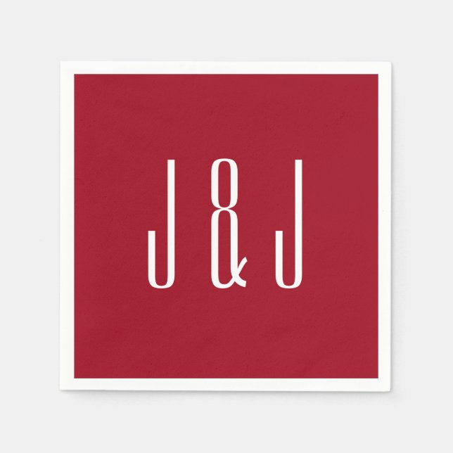 Guardanapo De Papel Casamento moderno da planície vermelha (Frente)