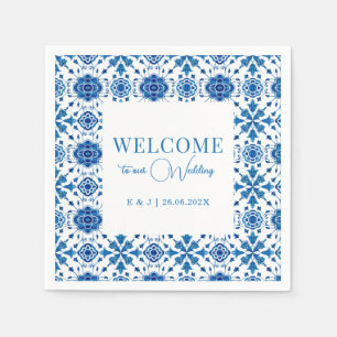 Guardanapo De Papel Casamento moderno de azulejos do verão mediterrâni