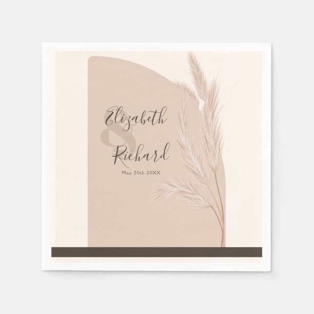 Guardanapo De Papel Casamento Moderno de Boho Pampas Grass (Frente)