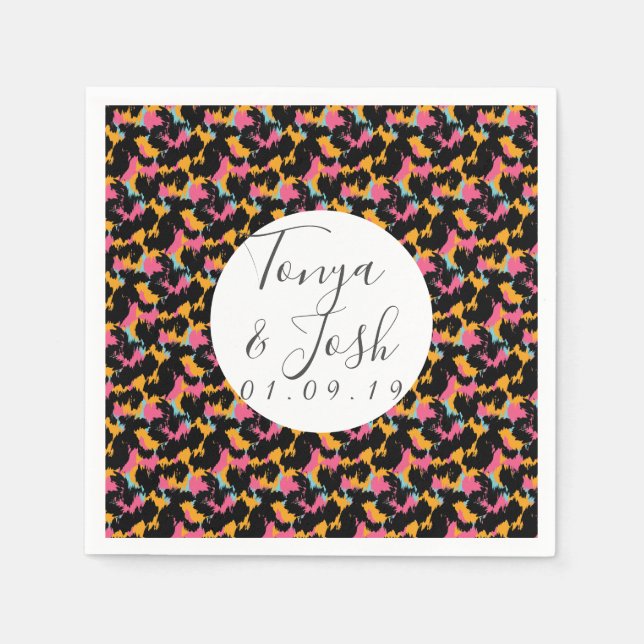 Guardanapo De Papel Casamento Moderno de Cheetah Impressão Pattern Col (Frente)