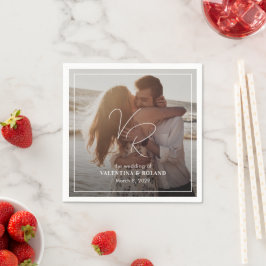 Guardanapo De Papel Casamento Moderno de Foto Branca e Preta