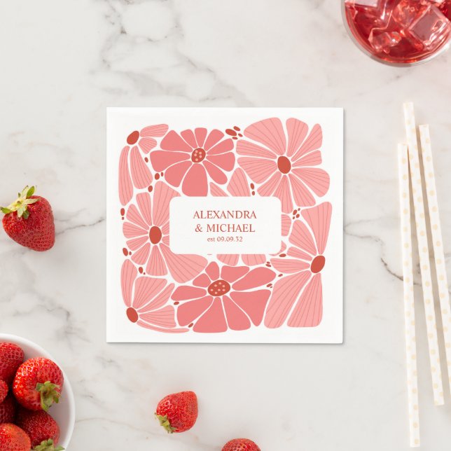 Guardanapo De Papel Casamento moderno de margarida rosa (Insitu)
