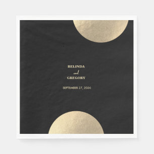 Guardanapo De Papel Casamento moderno de preto e Abstrato Dourado cont