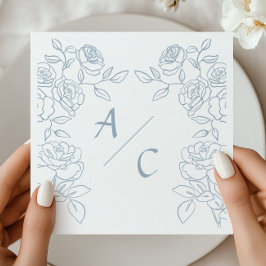 Guardanapo De Papel Casamento Moderno de Rosas Francesas Azuis e Branc