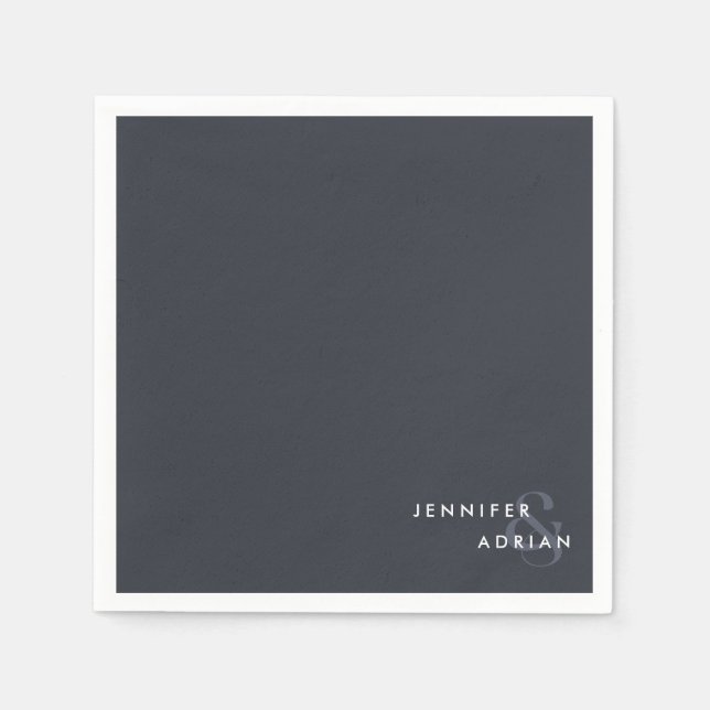 Guardanapo De Papel Casamento Moderno de Tinta Lula Mínima Elegante Na (Frente)