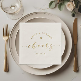 Guardanapo De Papel Casamento Moderno Elegante com Letra Dourada