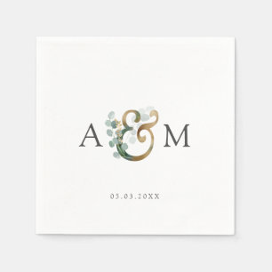 Guardanapo De Papel Casamento Moderno Elegante Eucalyptus Ampersand