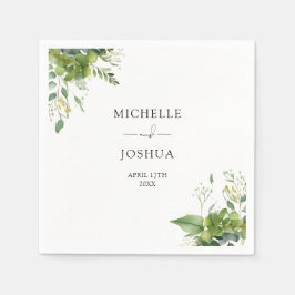 Guardanapo De Papel Casamento Moderno Elegante Floral Verde