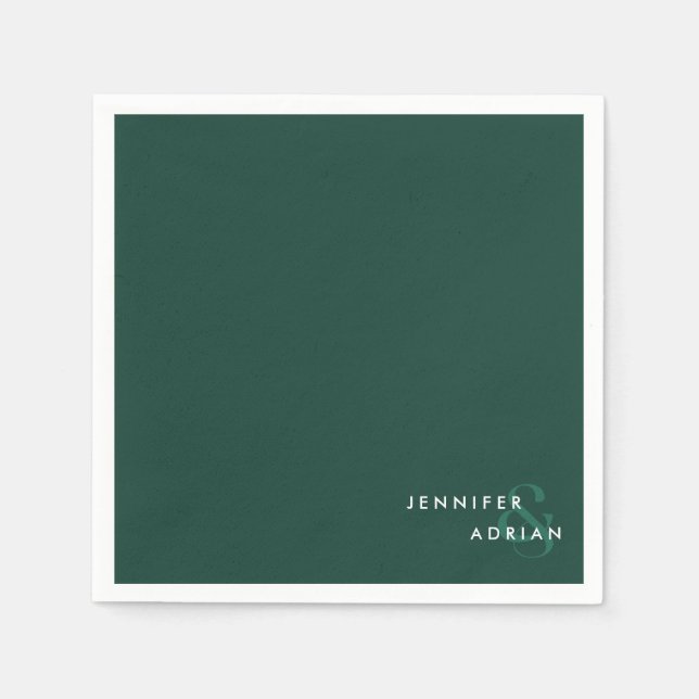 Guardanapo De Papel Casamento Moderno Elegante Minimal Brunswick Verde (Frente)