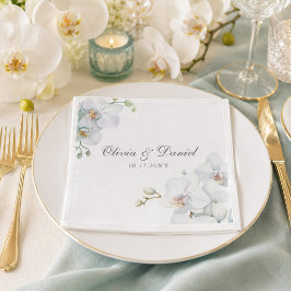 Guardanapo De Papel Casamento Moderno Elegante Orquídea Branca