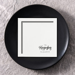 Guardanapo De Papel Casamento Moderno Elegante Preto e Branco