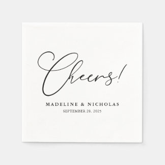 Guardanapo De Papel Casamento Moderno em Caligrafia Preto e Branco