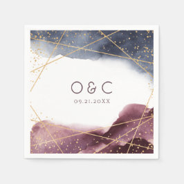 Guardanapo De Papel Casamento Moderno Geométrico Dusk Watercolor