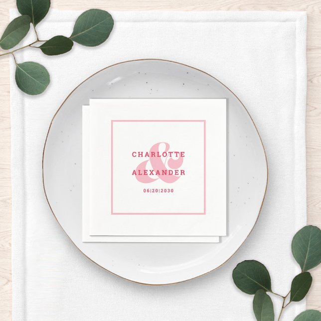 Guardanapo De Papel Casamento Moderno Magenta Vermelho E comercial Noi (Criador carregado)