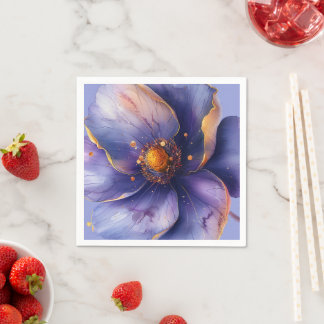 Guardanapo De Papel Casamento Moderno Minimalista Dourado e Roxo 