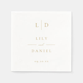 Guardanapo De Papel Casamento Moderno Minimalista Monograma Branco e D
