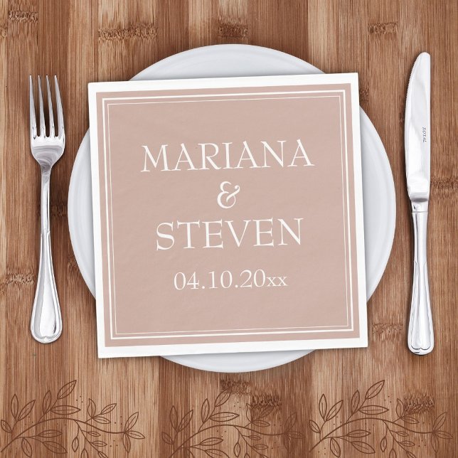 Guardanapo De Papel Casamento Moderno Minimalista Rosa (Criador carregado)