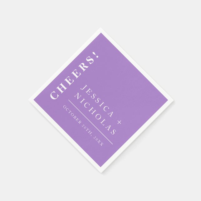 Guardanapo De Papel Casamento Moderno Mínimo Elegante Lavanda (Canto)