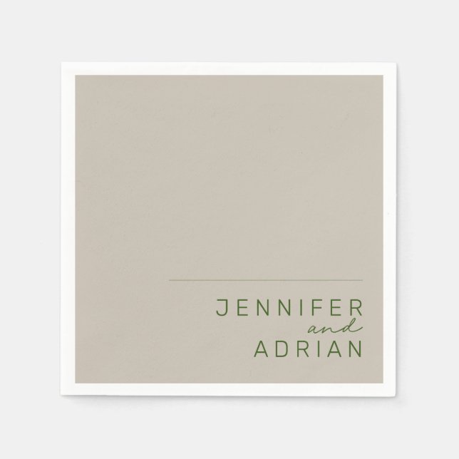 Guardanapo De Papel Casamento Moderno Mínimo Elegante Prata Pale Napki (Frente)