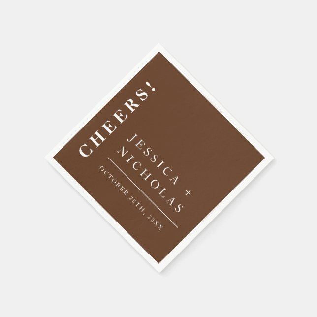 Guardanapo De Papel Casamento Moderno Mínimo Escuro Escuro Elegante (Canto)