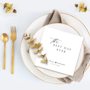 Guardanapo De Papel Casamento Moderno Negro-Branco Elegante Minimalist