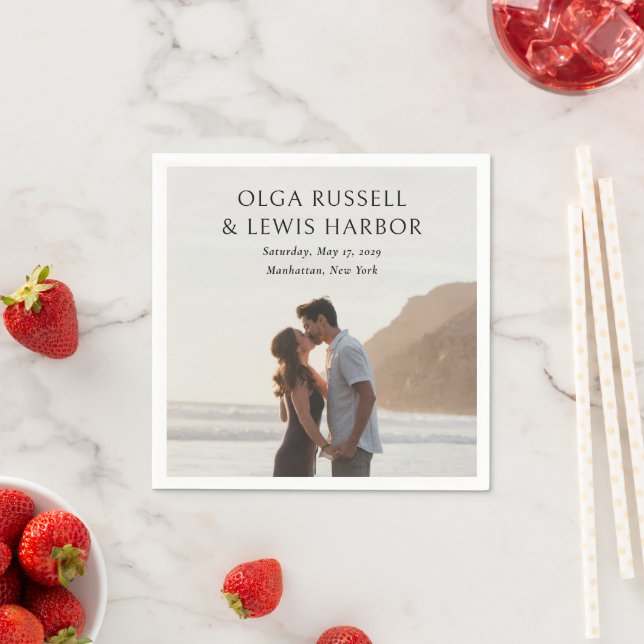 Guardanapo De Papel Casamento Moderno Negro Simples (Insitu)