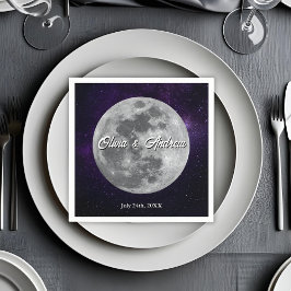 Guardanapo De Papel Casamento Moderno Noite Estrelada Lua Cheia