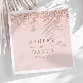 Guardanapo De Papel Casamento Moderno Rosa Bege Confete Dourado Rosa