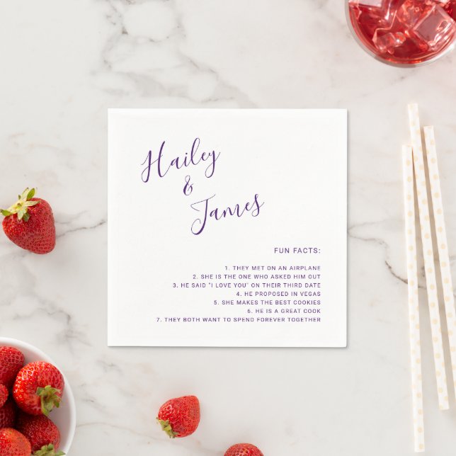 Guardanapo De Papel Casamento Moderno Roxo Elegante (Insitu)