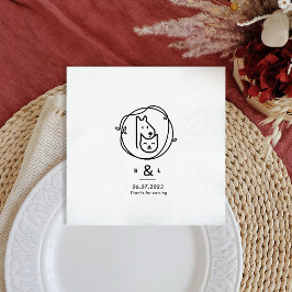 Guardanapo De Papel Casamento Moderno Simples de Gato e Cachorro Napki