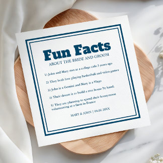 Guardanapo De Papel Casamento Moderno Simples Mínimo Azul Fatos Divert