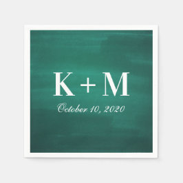 Guardanapo De Papel Casamento moderno verde-escuro. Esmeralda simples 