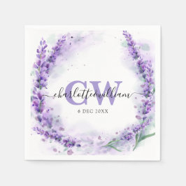 Guardanapo De Papel Casamento Monograma Aquarela Lavanda Elegante