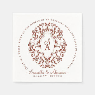 Guardanapo De Papel Casamento Monograma Crest Antiga Impressão Terra C