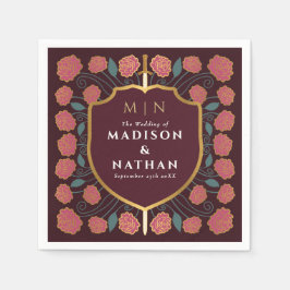 Guardanapo De Papel Casamento Monograma Fantasia Medieval Espada & Esc