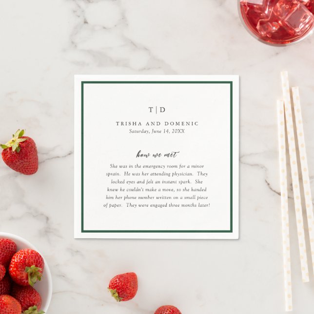 Guardanapo De Papel Casamento Monograma Moderno Verde Esmeralda Elegan (Insitu)