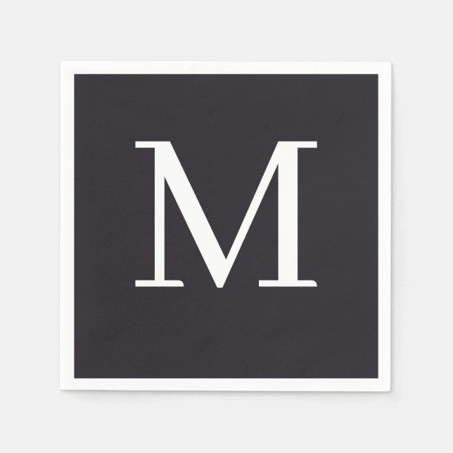 Guardanapo De Papel Casamento monograma Napkin Design preto e branco (Frente)