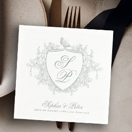 Guardanapo De Papel Casamento monograma verde sálvia