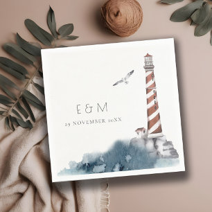 GUARDANAPO DE PAPEL CASAMENTO MONOGRAMAL DO MAR VERMELHO AZUL