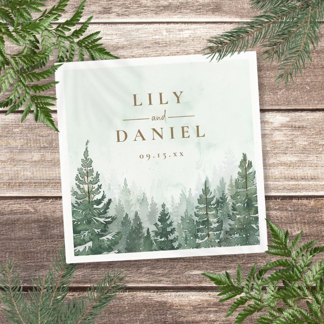 Guardanapo De Papel Casamento na Floresta Rústica de Pinheiros (Rustic Pine Tree Forest Wedding Napkins)
