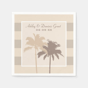 Guardanapo De Papel Casamento na Praia com Palmeira de Taupe Tropical