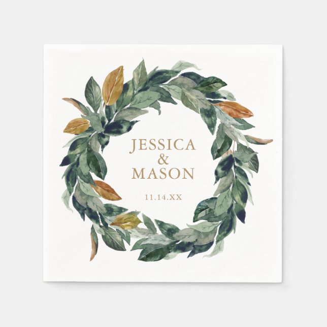 Guardanapo De Papel Casamento Napkin Greenery Cocktail Napkin (Frente)