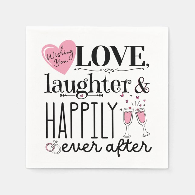 Guardanapo De Papel Casamento Napkin Rosa e Negro (Frente)