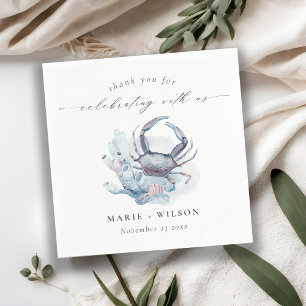 Guardanapo De Papel Casamento Náutico de Caranguejo Submarino Reunido