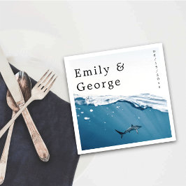 Guardanapo De Papel Casamento Náutico de Praia marinho Azul Submarino